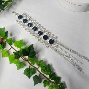 Glam Silver and CZ Bracelet with End Fringe New